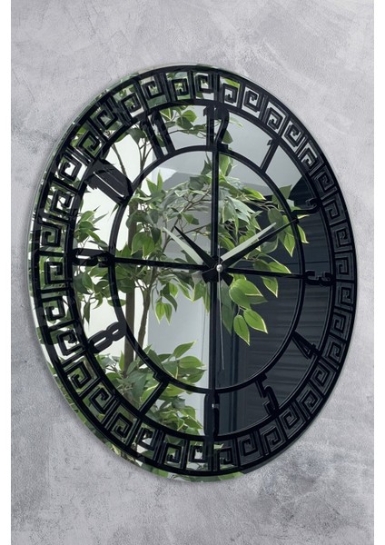 UltraNova 46 cm modern siyah pleksi aynalı dekoratif duvar saati modelleri