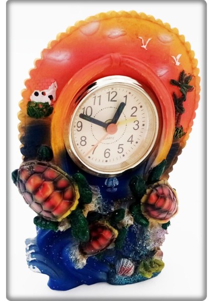 UltraNova Renkli Kaplumbağa Figürlü Alarmlı Masa Saati 10x16 cm