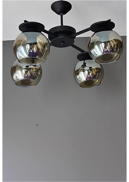 UltraNova Modern siyah 4’lü avize, camlı tasarım, şık ve şık aydınlatma seçeneği