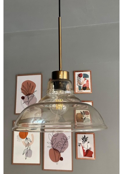 UltraNova Bal renkli tekli sarkıt avize, metal materyal, 20x23 cm, restoran ve salon aydınlatması