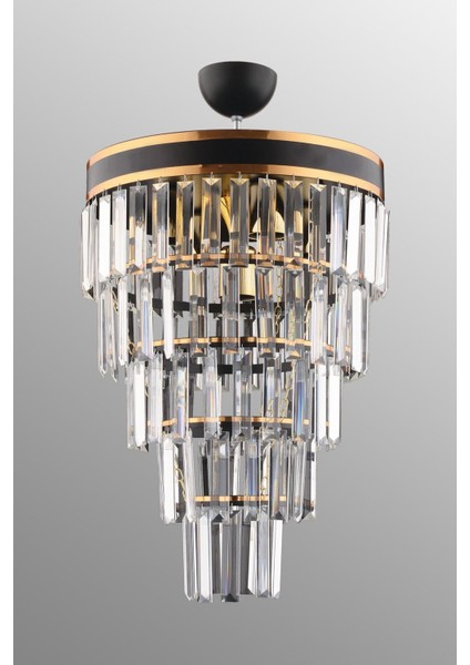 UltraNova 6'lı Siyah Kristal Avize, Modern Tasarım, 35x57 cm, Şık ve Estetik Aydınlatma