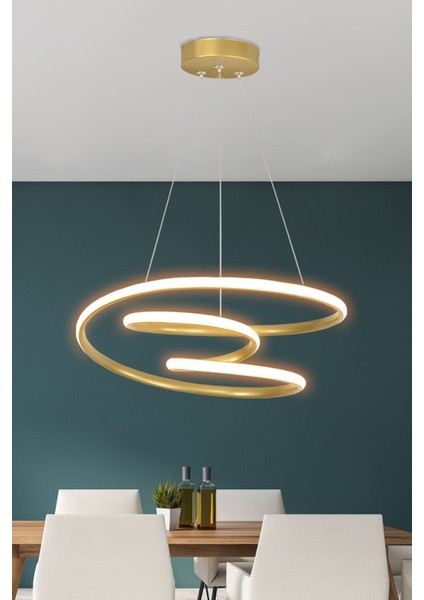 UltraNova Modern sarkıt avize, altın tonlu, 35x35 cm, alüminyum, LED ışık, şık tasarım