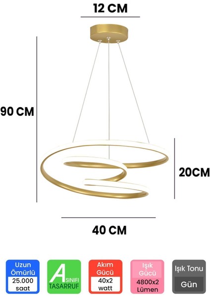 UltraNova Modern sarkıt avize, altın tonlu, 35x35 cm, alüminyum, LED ışık, şık tasarım fiyatları