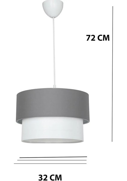 UltraNova Antrasit renk modern sarkıt avize, kumaş detaylı, 70x32 boyut, 2 adet takımlı