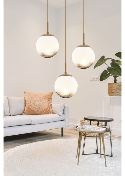 UltraNova 3'lü Yuvarlak Retro Sarkıt Avize, Metal, 90x90, Modern Tasarım