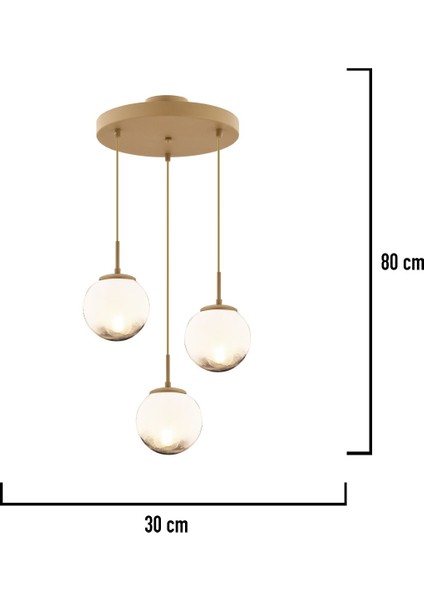 UltraNova 3'lü Yuvarlak Retro Sarkıt Avize, Metal, 90x90, Modern Tasarım
