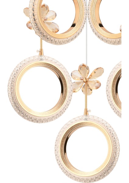 UltraNova 5'li Renkli Ledli Kristal Taşlı Modern Avize, Metal, 35x35 cm fiyatları