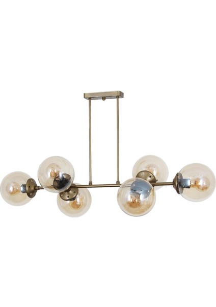 UltraNova Bal camlı 6'lı avize, modern tasarım, metal malzeme, 8 ampüllü, şık dekoratif aydınlatma