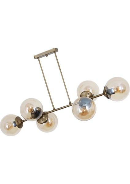 UltraNova Bal camlı 6'lı avize, modern tasarım, metal malzeme, 8 ampüllü, şık dekoratif aydınlatma