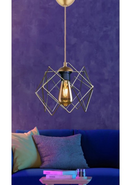 UltraNova Şık Metal Prizma Sarkıt Avize, Modern ve Zarif Tasarım, 32x24 cm