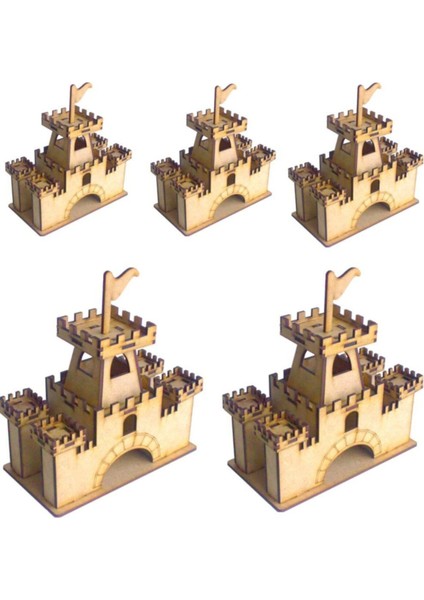 UltraNova Boyanabilir Ahşap Kale 5'li Set, Hobi ve Eğlence, 17,5x9,5x17cm, Kahverengi