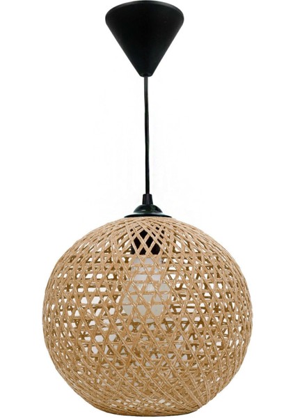 UltraNova Jüt Kahve Sarkıt Avize, Hasır Tasarım, 155x220 cm, Tekli, Şık ve doğal aydınlatma