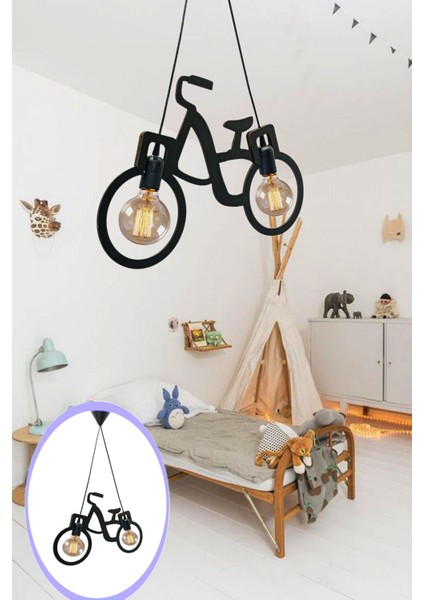 UltraNova Modern ahşap siyah sarkıt avize, çocuk odası dekoru, 2'li, 55x32 büyüklük