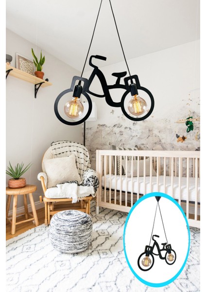 UltraNova Modern ahşap siyah sarkıt avize, çocuk odası dekoru, 2'li, 55x32 büyüklük modelleri