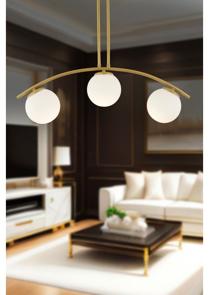 UltraNova Modern 3'lü metal avize, şık ve zarif tasarımıyla her mekana uyum sağlar.