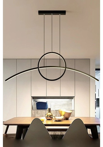 UltraNova Modern siyah yemek masası üstü, metal, led aydınlatmalı, 2 başlıklı, şık tasarım