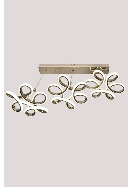 UltraNova Üçlü Renkli Kumandalı Led Avize, Alüminyum, 60x60, Modern Salon ve Oturma Odası Dekoru