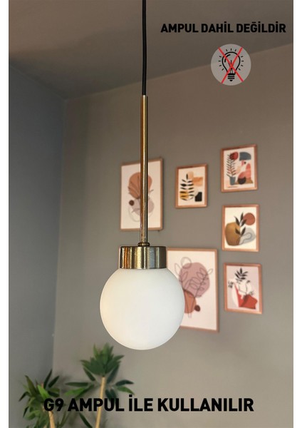 UltraNova Beyaz Cam Tekli Avize, Retro Sarkıt, Restoran ve Salon Aydınlatma, Metal Malzeme indirimleri