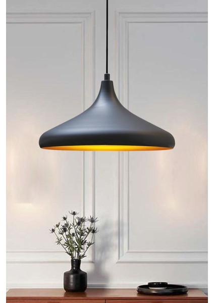 UltraNova Şık Siyah Alüminyum Avize, 35 cm, modern sarkıt lamba, mutfak ve salon için ideal