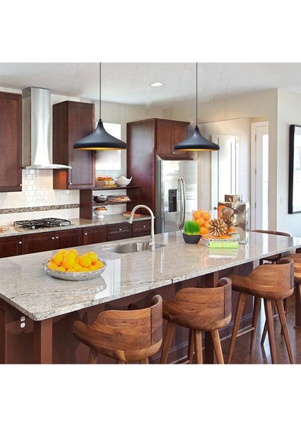 UltraNova Şık Siyah Alüminyum Avize, 35 cm, modern sarkıt lamba, mutfak ve salon için ideal modelleri