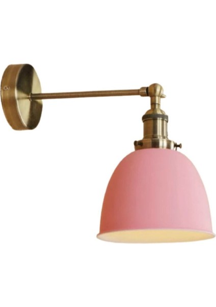 UltraNova Pembe Retro Rustik Metal Aplik Duvar Lambası, Modern Tasarım, Tekli, Siyah