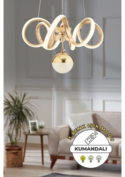 UltraNova Modern Alüminyum Sarkıt Avize, Çok Renkli, Dimmerli, 30x70 cm, Salon ve Mutfak İçin