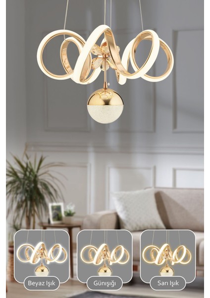 UltraNova Modern Alüminyum Sarkıt Avize, Çok Renkli, Dimmerli, 30x70 cm, Salon ve Mutfak İçin
