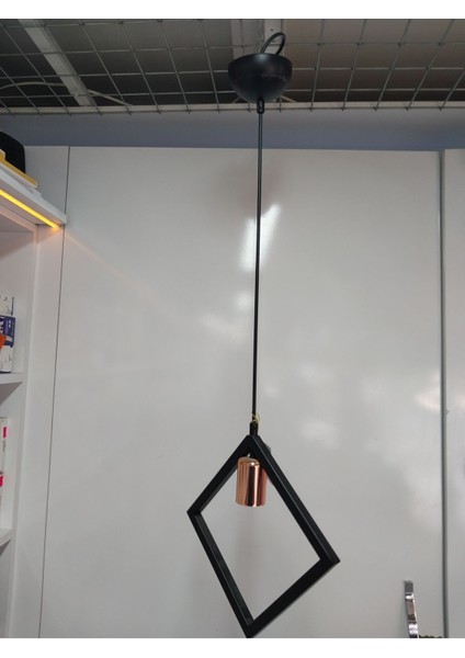 UltraNova Kare Metal Avize, Siyah, 27 cm, Şık ve Modern Dekorasyon Işığı