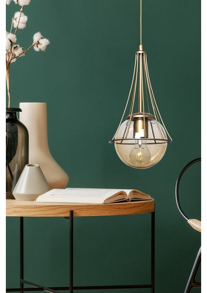 UltraNova Bal ve cam detaylı tekli avize, şık ve modern aydınlatma ürünü