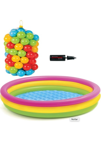 Sunset Havuz 114x25 cm + 75 Top + Pompa Dahil, Eğlenceli Yaz Keyfi