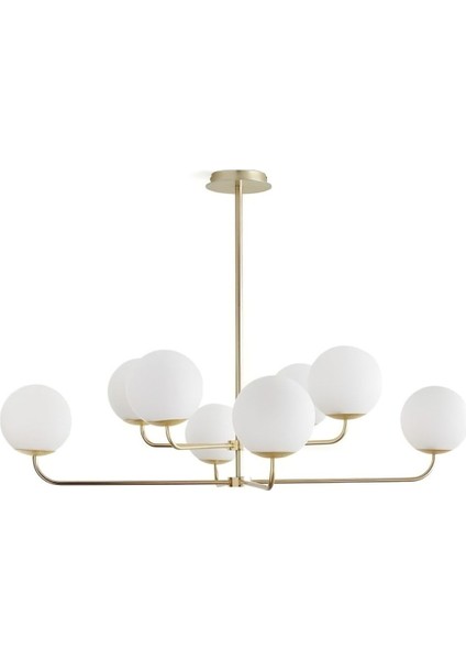 UltraNova Modern 8’li Eskitme Avize, Beyaz Cam, Metal Gövde, 77x55 cm, Şık ve Şıklık Katıcı