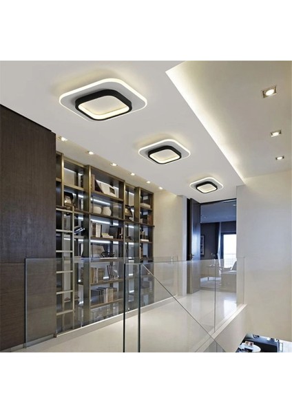 UltraNova Modern 3'lü renkli LED tavan lambası, 24x24cm, akrilik ve metal malzeme