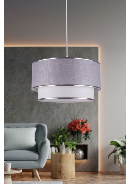 UltraNova Şık Gri Kumaş Sarkıt Avize, Oturma ve Yatak Odası İçin Modern Aydınlatma