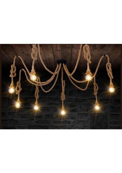 UltraNova Şık 8'li halatlı avize, otantik tasarım, 130x130 cm, krem renk