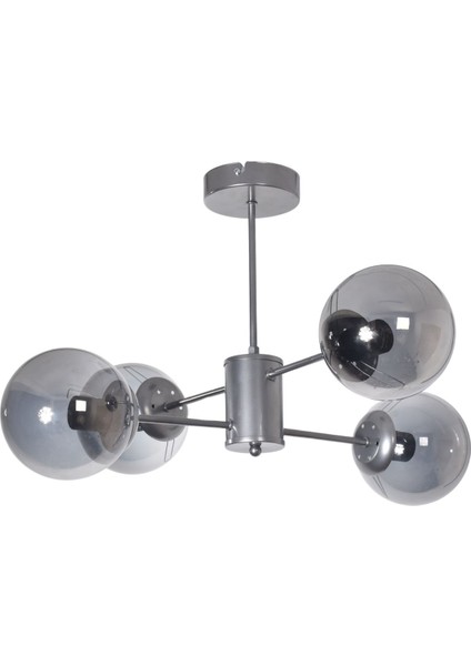 UltraNova Modern gri füme camlı dörtlü sarkıt avize, şık ve zarif tasarım