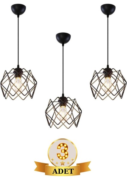 UltraNova Modern siyah metal sarkıt avize, 3’lü, şık ve zarif tasarım
