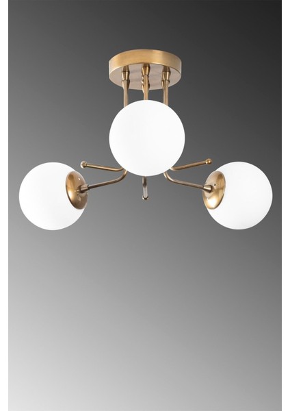 UltraNova Modern 3'lü Rustik Avize, Metal ve Cam Detaylar, Salon, Mutfak, Yatak Odası İçin