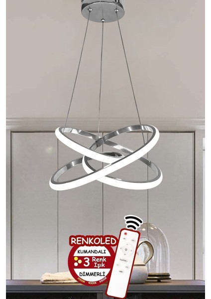 UltraNova 3 Renk Işıklı Modern Sarkıt Led Avize, Alüminyum, 33x70, Salon, Mutfak, Hol İçin