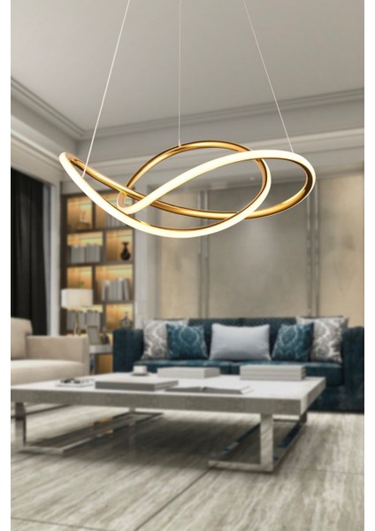 UltraNova Modern 48W Metal Sarkıt Avize, 3 Renkli LED, 80x40 cm, Ofis, Mutfak, Banyo ve Salon için