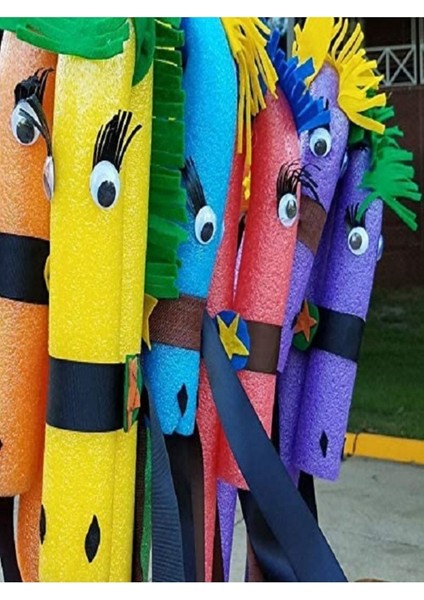 3 Adet- Çok Renkli Deniz ve Havuz Makarnası, Köpük Sosis, Yüzme Makarnası