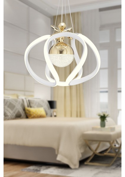 UltraNova Modern 40W 3 Renkli Led Avize, Metal, 26x36 cm, Şık Oturma ve Koridor Dekoru