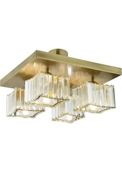 UltraNova 4'lü Eskitme Modern Kristal Salon Avizesi, Metal, 4 Başlık