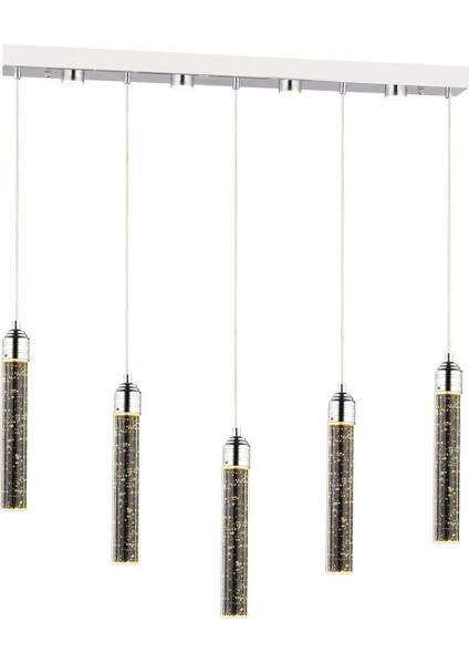 UltraNova Modern 5’li 72W metal sıralı krom kaplama lamba, 90x90 cm, şık tasarım fiyatları