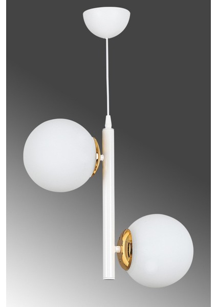 UltraNova Modern Beyaz 2'li Camlı Metal Avize, Oturma, Yatak Odası ve Salon İçin 51x60 cm fiyatları