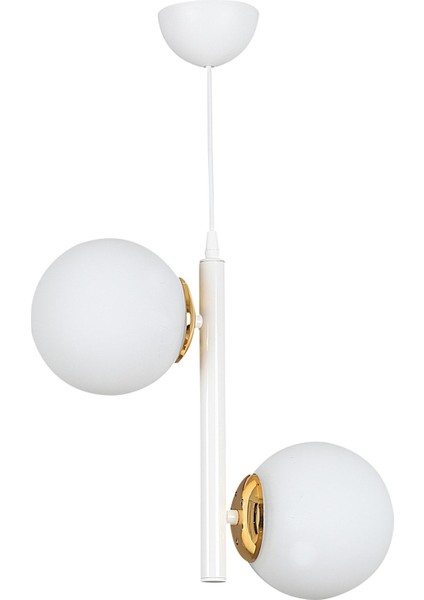 UltraNova Modern Beyaz 2'li Camlı Metal Avize, Oturma, Yatak Odası ve Salon İçin 51x60 cm modelleri