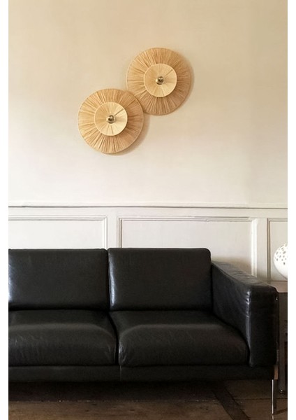 UltraNova Modern doğal renk yuvarlak duvar lambası, çelik gövde, 35x90 ölçü