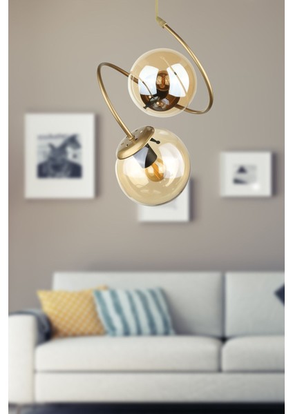 UltraNova Bal Cam Eskitme 2'li Avize, Metal, 30x80 cm, şık ve modern tasarım