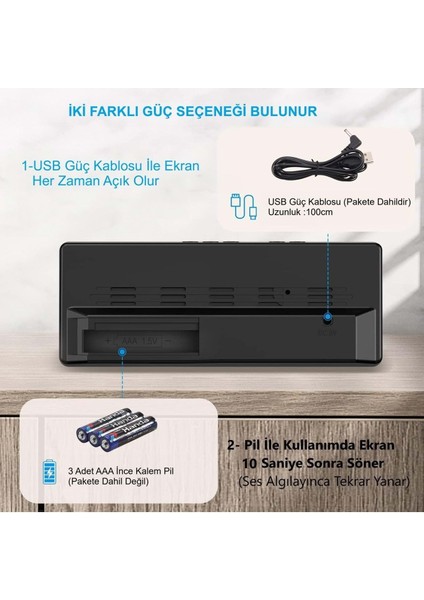 UltraNova USB Güçlü LED Dijital Masa Saati, Takvim, Sıcaklık ve Alarm Özellikleriyle