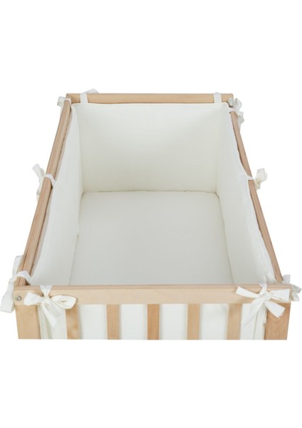 UltraNova Ekru dört parçalı yan koruma seti, pamuk dokuma, bebek beşiği için uygun
