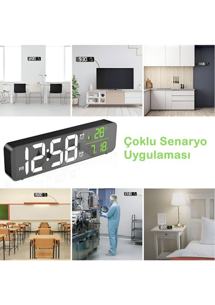 UltraNova HD LED Aynalı Dijital Saat, Sıcaklık, Tarih, Zaman Göstergesi, Plastik, Siyah fırsatları